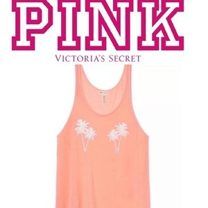 PINK Victoria’s Secret “Super Soft” Coral Palm Tree Tank Top